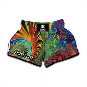 Psychedelic Fractal Print Muay Thai Boxing Shorts