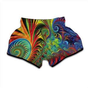 Psychedelic Fractal Print Muay Thai Boxing Shorts