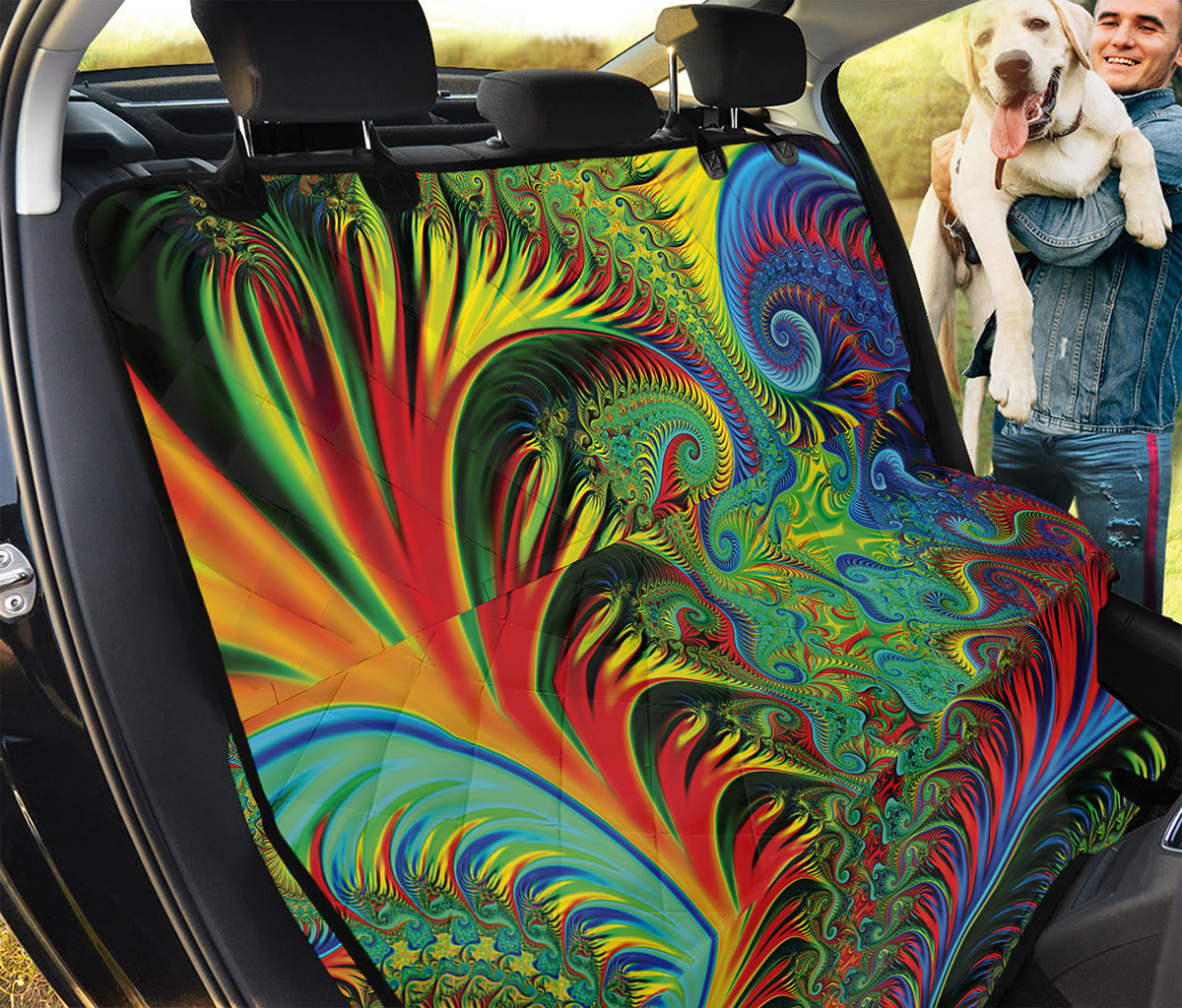 Psychedelic Fractal Print Pet Car Back Seat Cover
