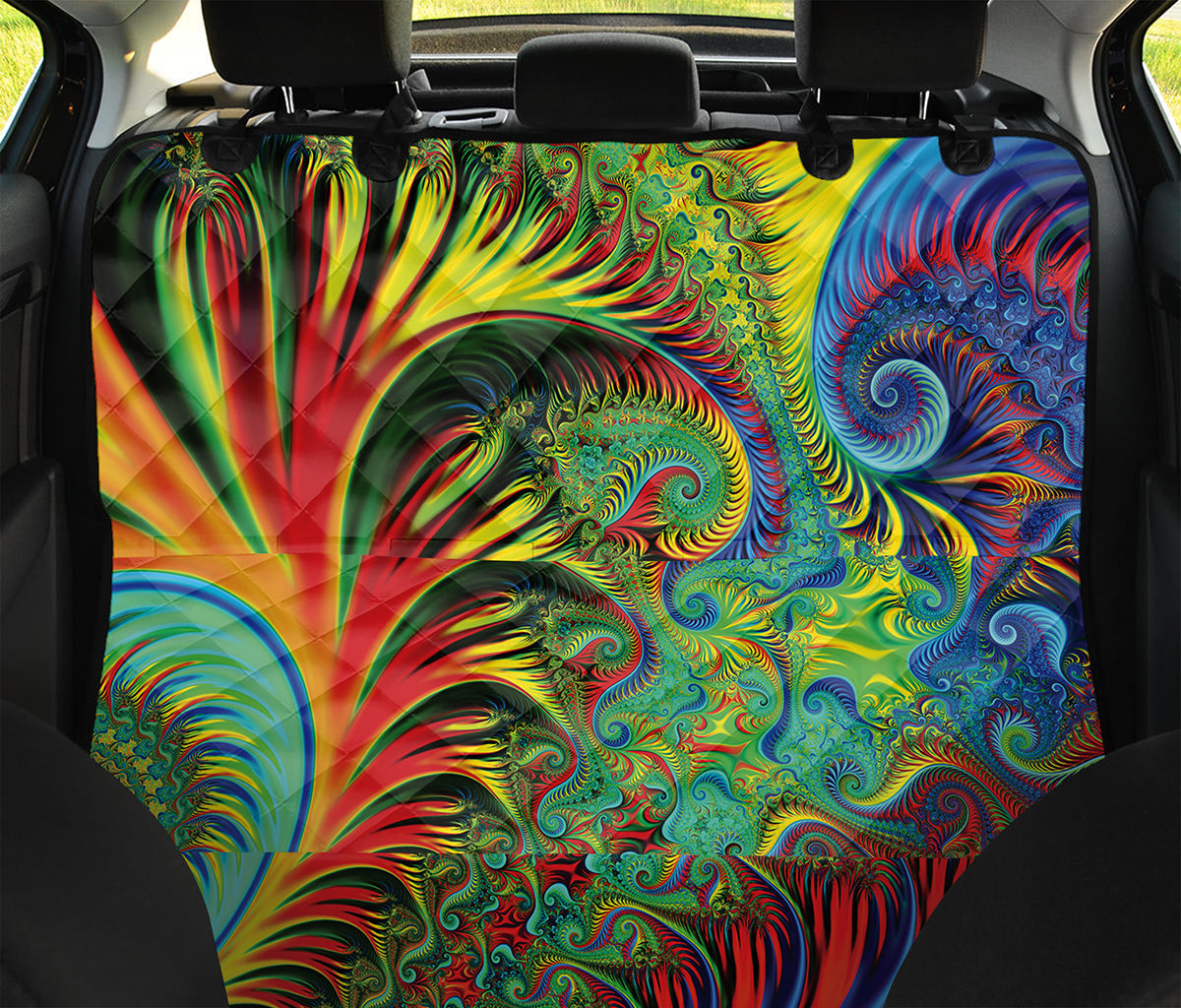 Psychedelic Fractal Print Pet Car Back Seat Cover