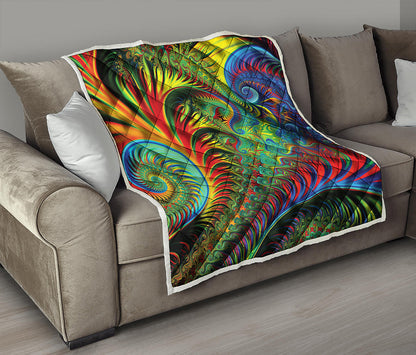 Psychedelic Fractal Print Quilt