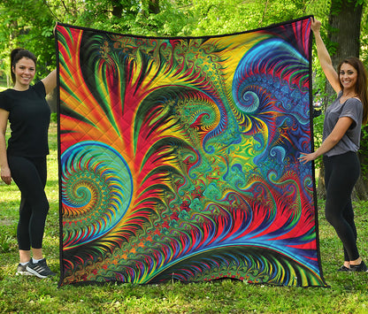 Psychedelic Fractal Print Quilt