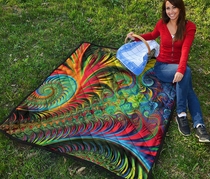 Psychedelic Fractal Print Quilt