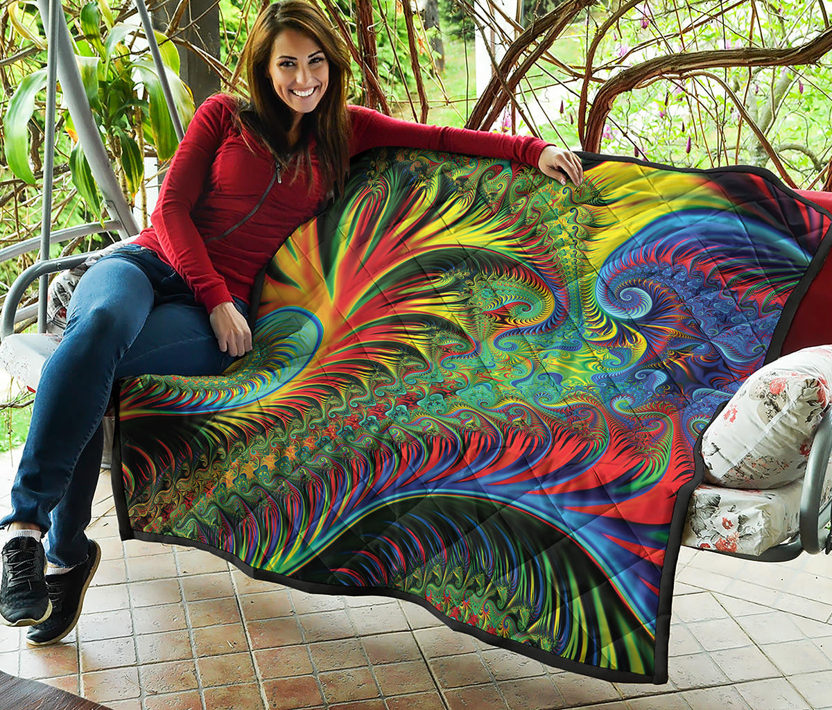 Psychedelic Fractal Print Quilt