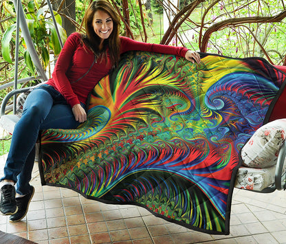 Psychedelic Fractal Print Quilt