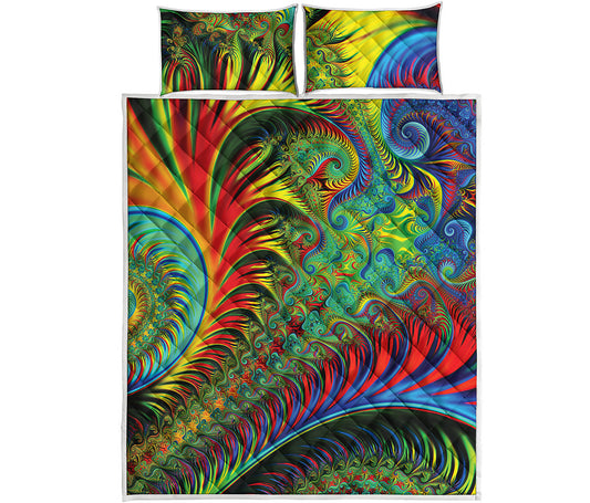 Psychedelic Fractal Print Quilt Bed Set