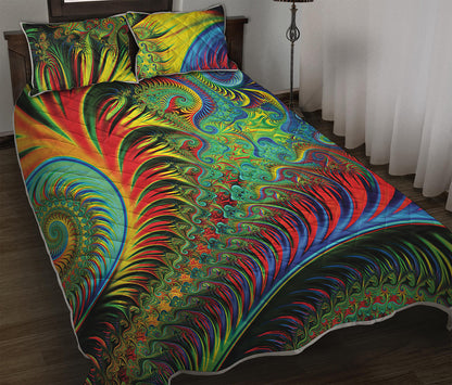 Psychedelic Fractal Print Quilt Bed Set