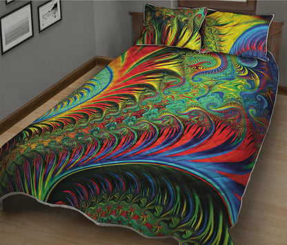 Psychedelic Fractal Print Quilt Bed Set