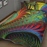 Psychedelic Fractal Print Quilt Bed Set