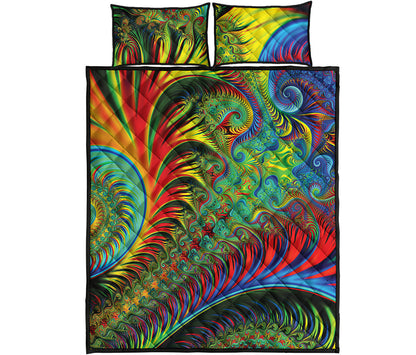 Psychedelic Fractal Print Quilt Bed Set