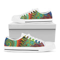 Psychedelic Fractal Print White Low Top Sneakers