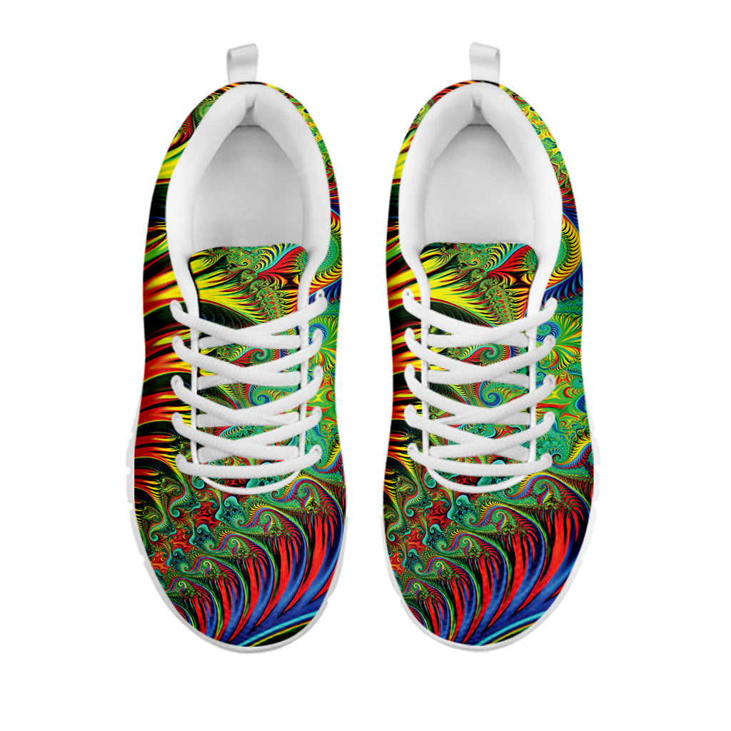 Psychedelic Fractal Print White Sneakers