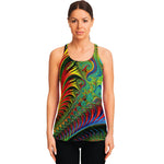 Psychedelic Fractal Print Women's Racerback Tank Top