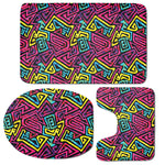 Psychedelic Funky Pattern Print 3 Piece Bath Mat Set