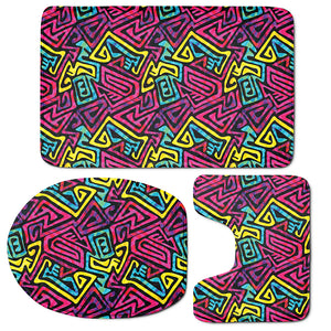 Psychedelic Funky Pattern Print 3 Piece Bath Mat Set