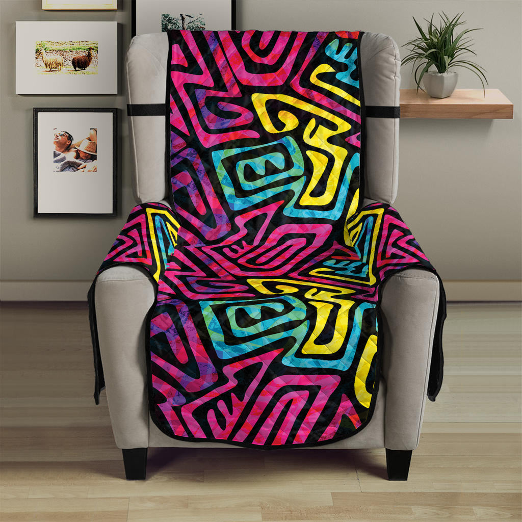 Psychedelic Funky Pattern Print Armchair Protector