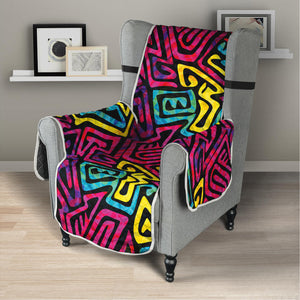 Psychedelic Funky Pattern Print Armchair Protector