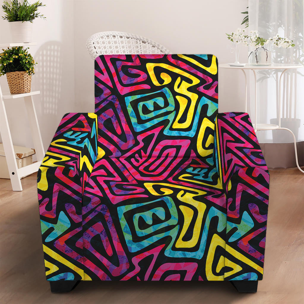 Psychedelic Funky Pattern Print Armchair Slipcover