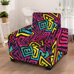 Psychedelic Funky Pattern Print Armchair Slipcover