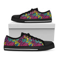 Psychedelic Funky Pattern Print Black Low Top Sneakers