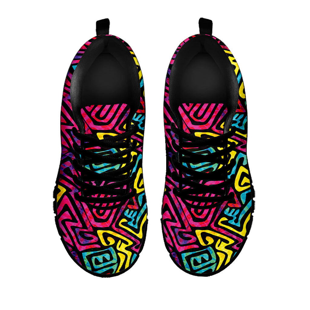 Psychedelic Funky Pattern Print Black Sneakers