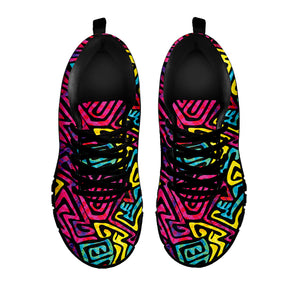 Psychedelic Funky Pattern Print Black Sneakers