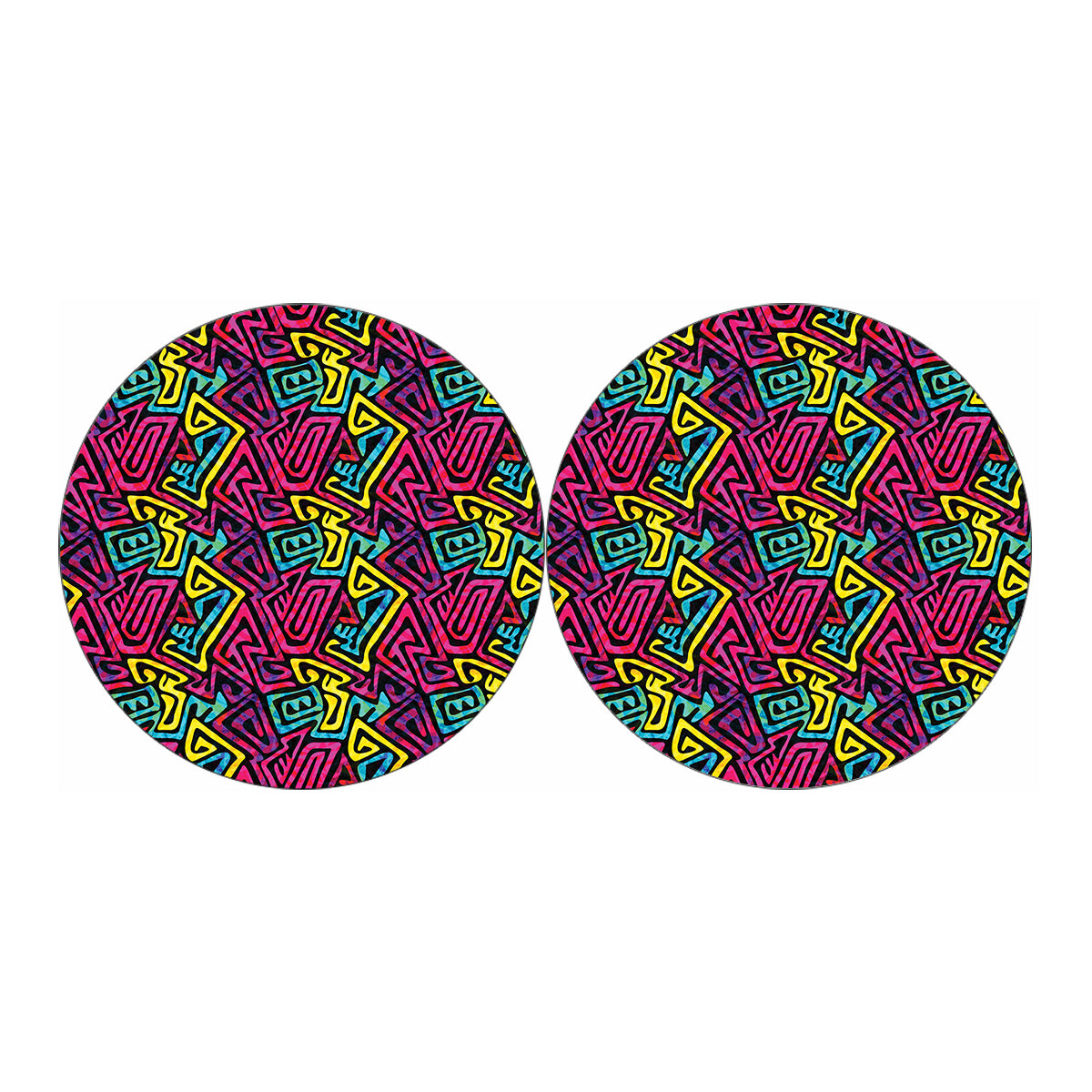 Psychedelic Funky Pattern Print Car Coasters