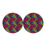 Psychedelic Funky Pattern Print Car Coasters