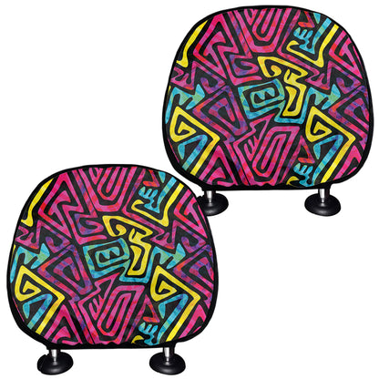 Psychedelic Funky Pattern Print Car Headrest Covers