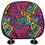 Psychedelic Funky Pattern Print Car Headrest Covers