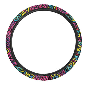 Psychedelic Funky Pattern Print Car Steering Wheel Cover