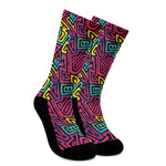 Psychedelic Funky Pattern Print Crew Socks