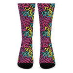 Psychedelic Funky Pattern Print Crew Socks