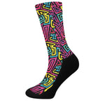 Psychedelic Funky Pattern Print Crew Socks