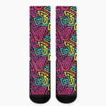 Psychedelic Funky Pattern Print Crew Socks
