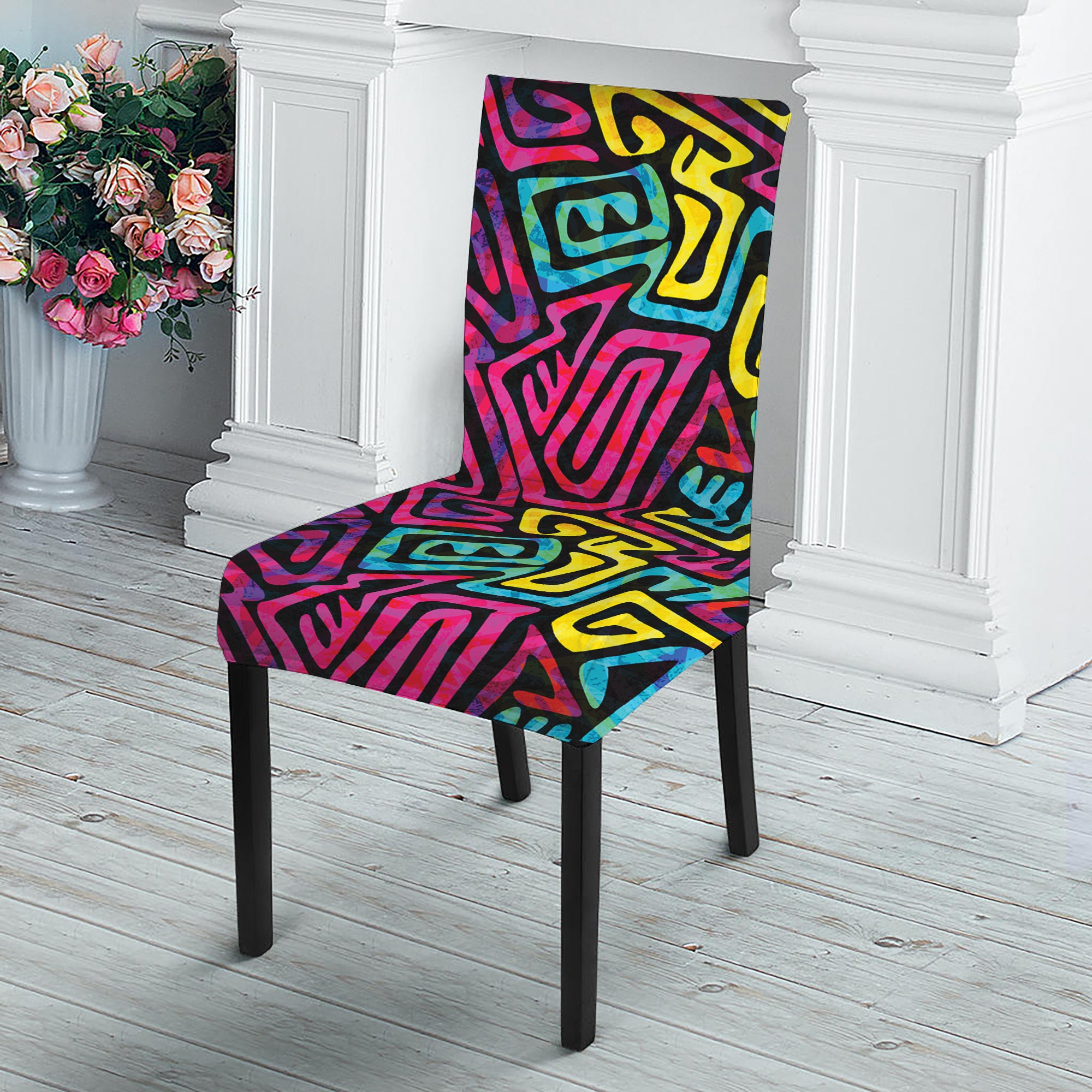 Psychedelic Funky Pattern Print Dining Chair Slipcover