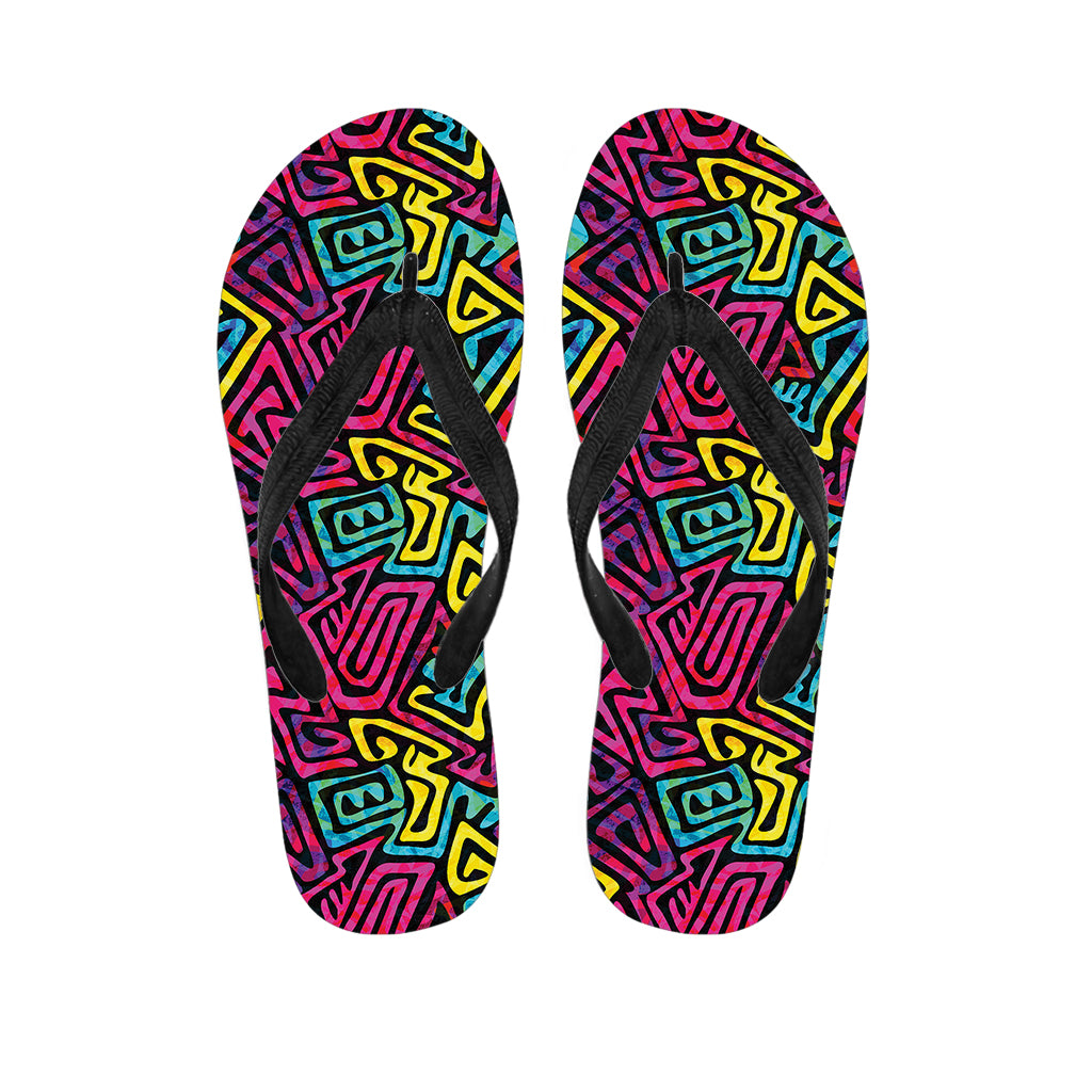 Psychedelic Funky Pattern Print Flip Flops