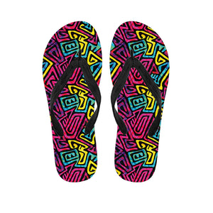 Psychedelic Funky Pattern Print Flip Flops