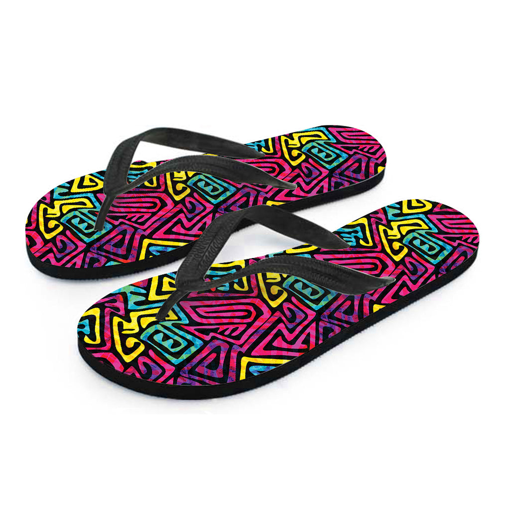 Psychedelic Funky Pattern Print Flip Flops