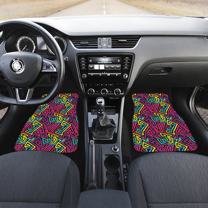 Psychedelic Funky Pattern Print Front and Back Car Floor Mats