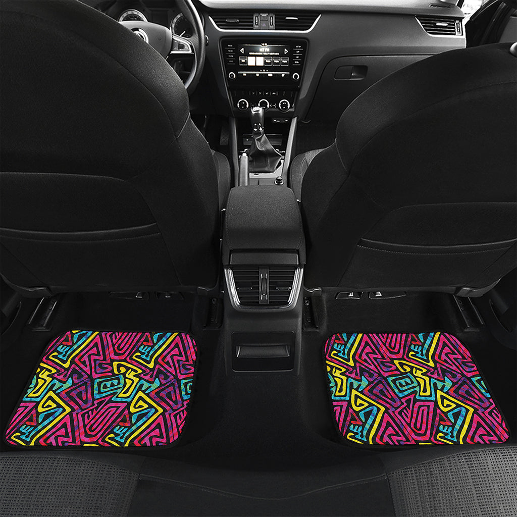 Psychedelic Funky Pattern Print Front and Back Car Floor Mats