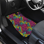 Psychedelic Funky Pattern Print Front and Back Car Floor Mats