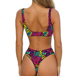 Psychedelic Funky Pattern Print Front Bow Tie Bikini