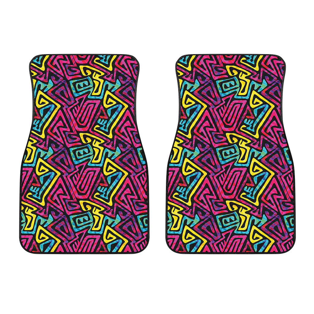 Psychedelic Funky Pattern Print Front Car Floor Mats