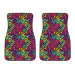 Psychedelic Funky Pattern Print Front Car Floor Mats