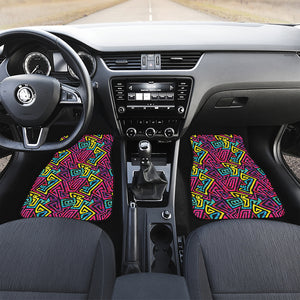 Psychedelic Funky Pattern Print Front Car Floor Mats