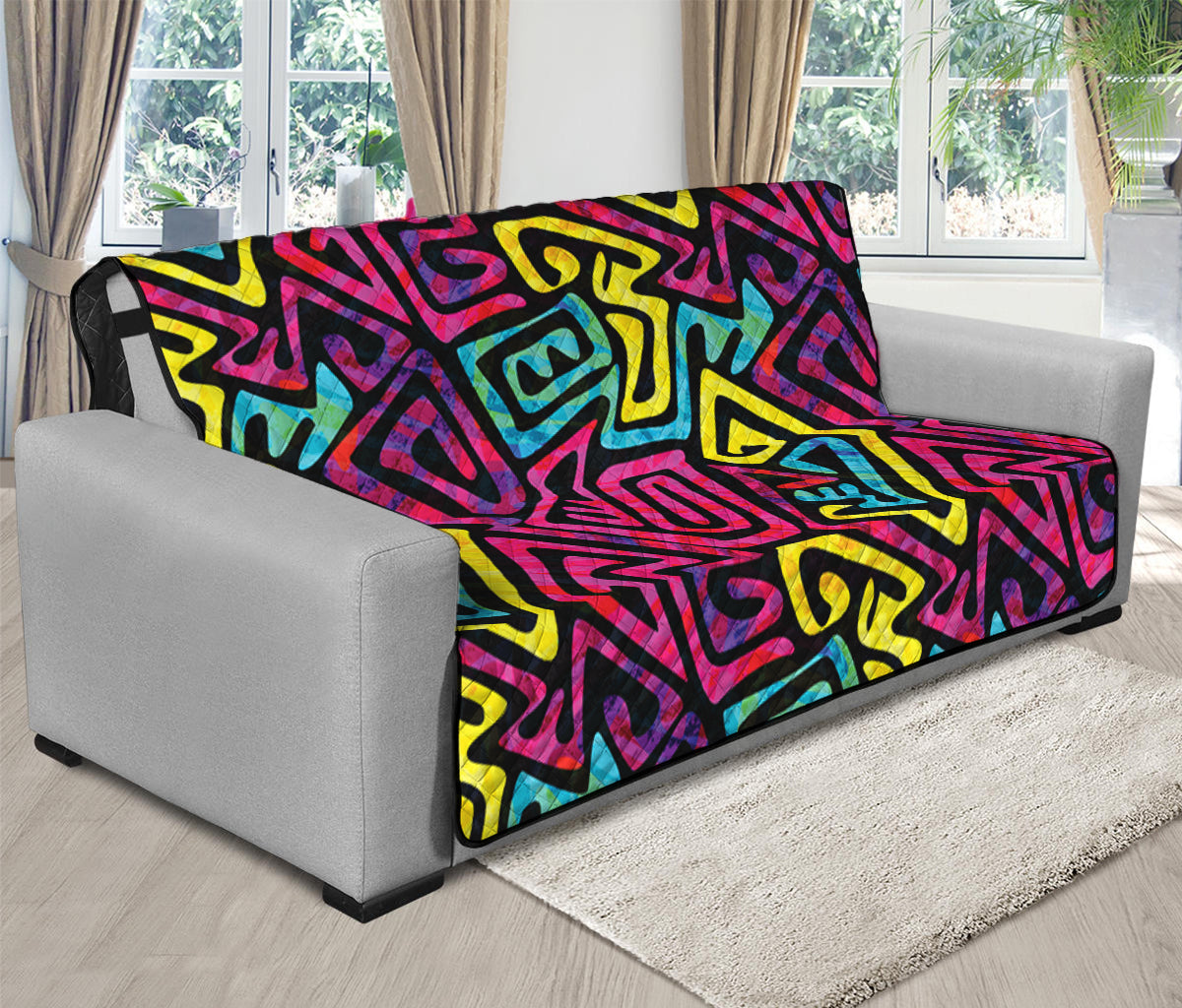 Psychedelic Funky Pattern Print Futon Protector