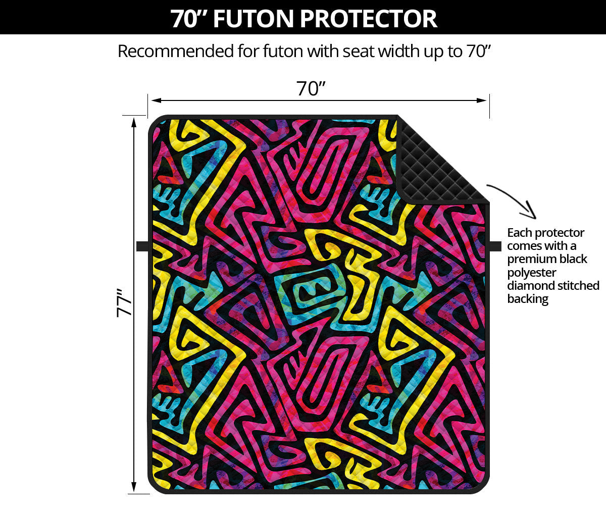 Psychedelic Funky Pattern Print Futon Protector