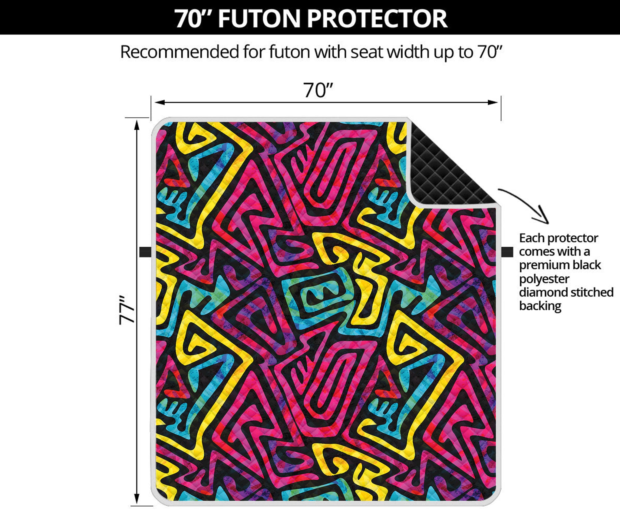 Psychedelic Funky Pattern Print Futon Protector