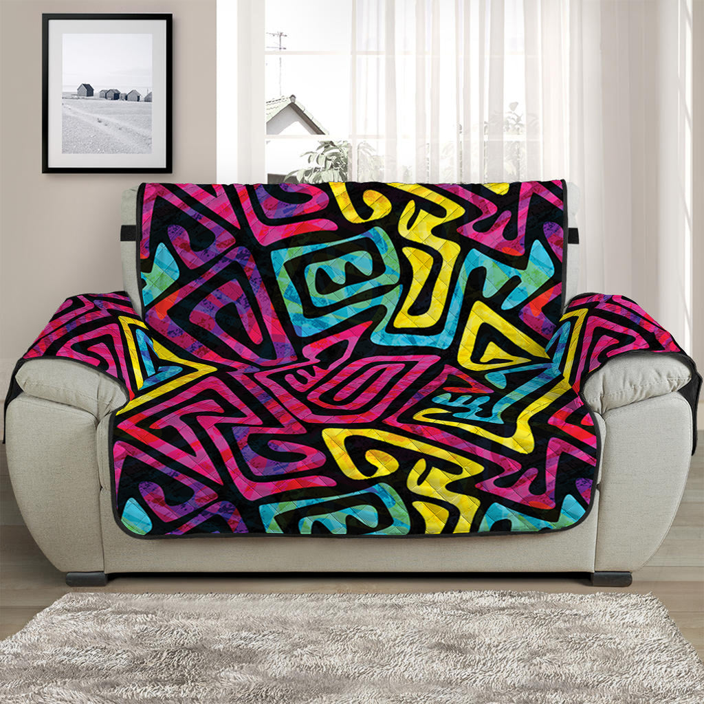 Psychedelic Funky Pattern Print Half Sofa Protector